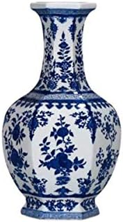 MUZIWENJU Jingdezhen Antique Qianlong Ceramics, Blue And White Porcelain Vases, Chinese Classical Home Living Room Decorations, Corner Ornaments, Blue And White Hexagonal Bottles Chinese style vase,