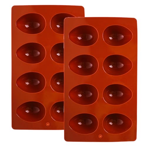 Haakong 8 Cavity Silicone Egg Molds Set of 2 for Easter Silicone Egg Pan Baking Supplies for Cake Decorating Chocolate Candy