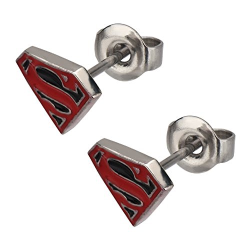 DC Comics Superman Black Shield Logo Earrings