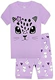 Girls Pajamas Children Kids Cat Sleepwear 100% Cotton Short Set Size 6Y
