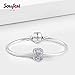 SOUFEEL Light Purple Swarovski Crystal Heart Charm 925 Sterling Silver Charms Fit European Bracelets Women Gifts