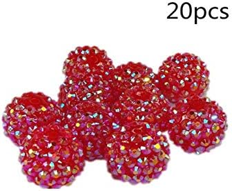 OJ Santos Drill Ball, Beads Charm Resin Round Ball for Women Girls DIY Bracelet Jewelry Making 10mm 20PCS Red