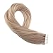 Moresoo 18 Inch Remy Human Hair Extensions Tape in Hair Ash Blonde Color #18 Seamless Skin Weft Invisible Adhesive Hair Extensions 40pcs/100g