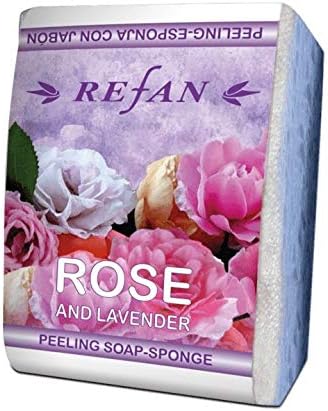Refan Rose and Lavender Peeling Soap Sponge 2.65 oz / 75 g
