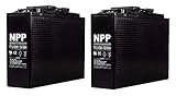 NPP FT12-100Ah Front Access AGM Deep Cycle AGM 12V 100Ah Telecom UPS Back Up Solar Energy Power Battery with Button Style Terminals (2 Pack)