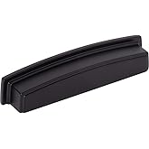 Jeffrey Alexander 128 mm Center Matte Black Square-to-Center Square Renzo Cabinet Cup Pull