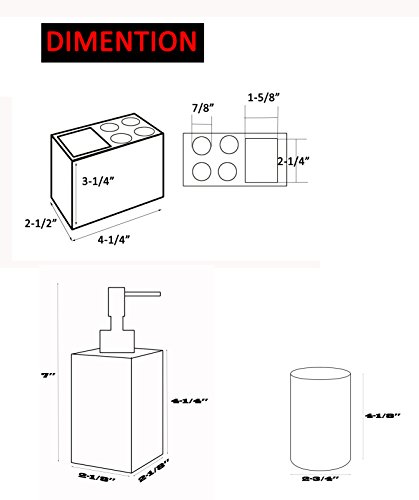 LUANT Resin Marble Style Bathroom Soap Dispenser, Toothbrush Holder and Tumbler - Thumbnail 5