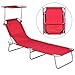 Heize best price Red Foldable Outdoor Relax Chaise Lounge Beach Chair Bed Camping Recliner w/Canopy Cot Outdoor Portable Military Bed Hiking(U.S. Stock)thumb 1