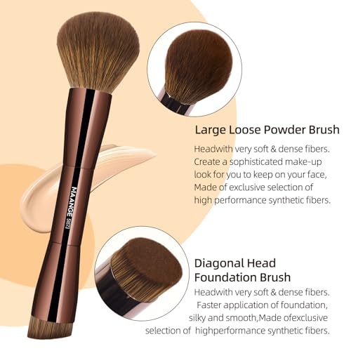 MAANGE 20 Pcs Makeup Brushes with Gift Box, Double-End Multi-functional Makeup Brushes for Blending Liquid Powder Concealer Cream Blush Buffe,Dark Brown