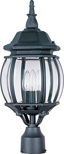 Maxim 1035BK Crown Hill 3-Light Outdoor Pole/Post Lantern, Black Finish, Clear Glass, CA Incandescent Incandescent Bulb , 60W Max., Dry Safety Rating, Standard Dimmable, Fabric Shade Material, Rated Lumens - Thumbnail 2