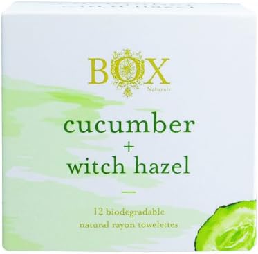 Cleansing Towelettes 12 Pack (Cucumber + Witch Hazel) For Face and Body - Wet Wipes