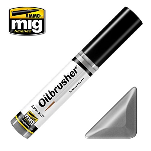 Ammo of Mig Oilbrusher Aluminium - Oil Paint with Fine Brush Applicator #3537