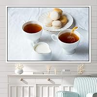 Framed Canvas Wall Art Breakfast Servings Coffee Dark Drinks Farmhouse/Country Group Multicolor Photography Realism - 16x24 inches