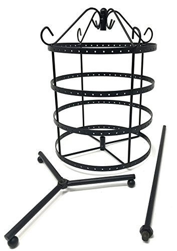 4 Tiers Rotating 92 pairs Earring Holder ~Necklace Organizer Stand ~ Jewelry Stand Display Rack Towers (Black) - Thumbnail 2