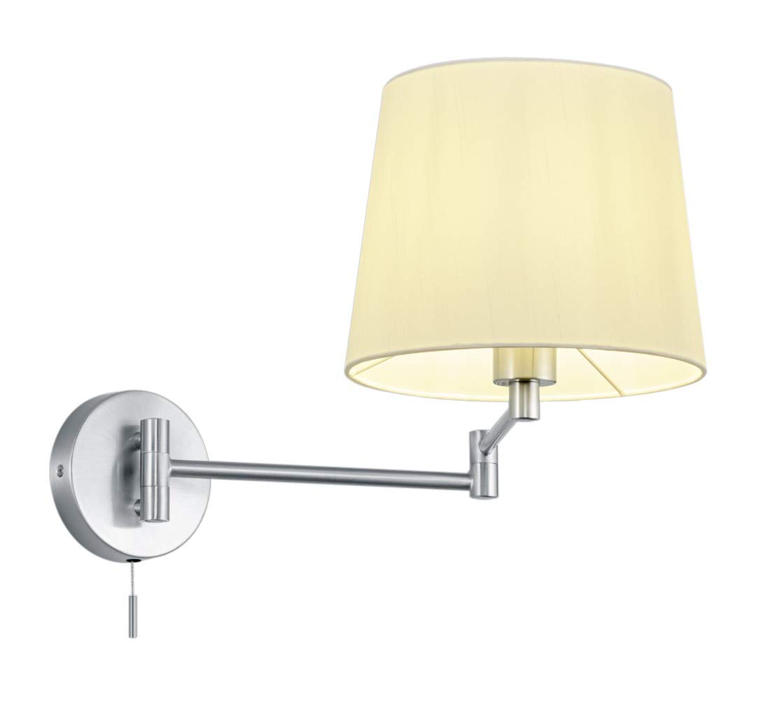 Trio Leuchten Lyon 209100107 Wall Light Metal Nickel Matt Fabric Shade