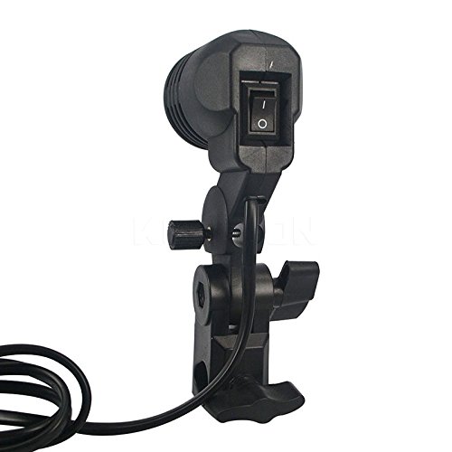 Hanbaili EU Plug Photo Studio Single Head Light Adapter Mounting Socket, Photography Photo Bulb Holder E27 Socket Flash Umbrella Bracket Mount