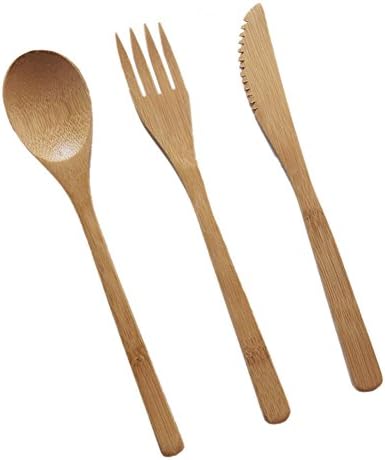 Bamboo Cutlery Set-Fork Spoon Cutter Reusable Eco-Friendly Tableware Japanese Style for Travel Camping Wooden Cutlery Set(Without Bag)