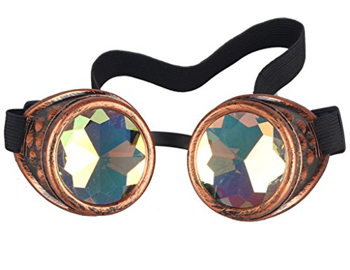 Rainbow Crystal Lenses Steampunk Glasses Chrome Finish Gotchic Welder Goggles