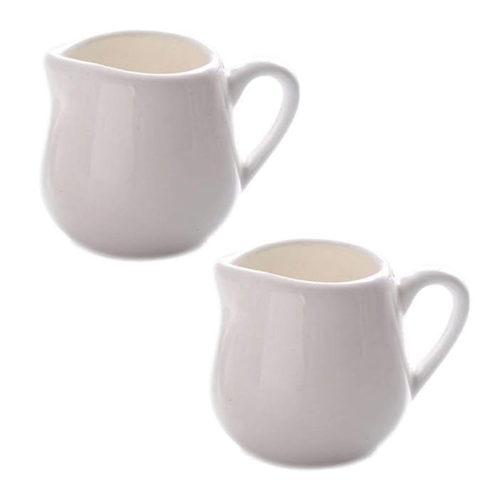 CHOOLD 2pcs Mini Classic Pure White Ceramic Creamer with