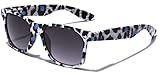 Children Colorful Animal Print Wayfarer Sunglasses Age 6-14 - White & Blue