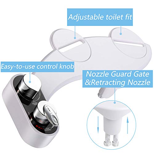 Bidet Toilet Seat Attachment, Dual Self Cleaning Nozzles Hot & Cold