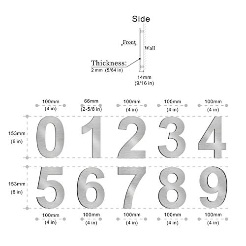 GFDesign Modern House Number 1 Floating Home Address Numerals Sign Plaque Heavy Duty Mount for Home Hotel Office Brushed Nickel Solid 304 Stainless Steel - 6 inches - Thumbnail 4