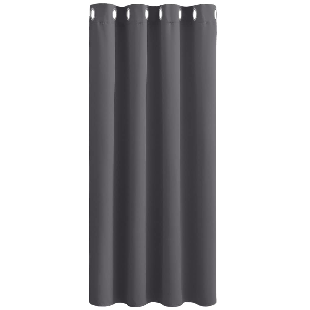 PONY DANCE Blackout Curtain for Bedroom - 52 x 63 Inch Grey Thermal Insulated Light Blocking Eyelet Curtain for Kids/Nursery Room/Kitchen/Living Room, 1 Panel