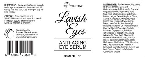 Pronexa Lavish Eyes: Anti-Aging Under Eye Gel Serum to Reduce the Appearance of Dark Circles, Puffiness, Bags, Wrinkles, Fine Lines & Crows Feet Around Eyes. 1.0 FL OZ.
