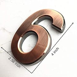 HopeWan 4" Mailbox Numbers #6, Self Adhesive Door