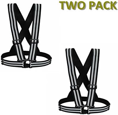 YINGUANG 2 Pack Reflective Gear Jogging Cycling Working Motorcycle Riding or Running High Visibility Neon Lightweight Adjustable Jacket Day and Night Activity Running Safety Vest, Black