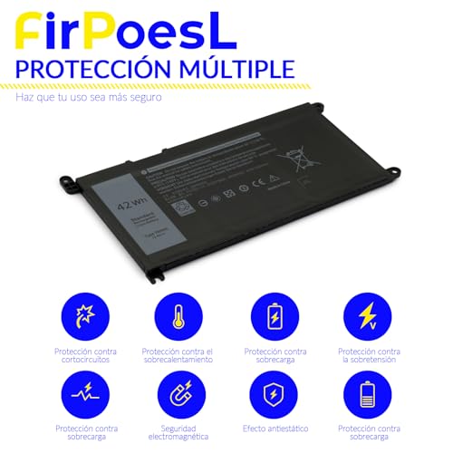 42Wh YRDD6 Batería para Dell Inspiron 3480 3481 3482 3579 3580 3581 3582 3583 3585 5368 5378 5379 5480 5481 5482 5485 5488 5565 5568 5570 5575 5578 5579 5580 5583 Inspiron Mini 10 Latitude 3180