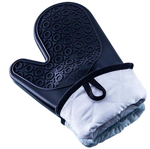 Extra Long Professional Silicone Oven Mitt with Quilted Liner, Heat Flame and Steam Resistant waterproof with Non-Slip grip Textured