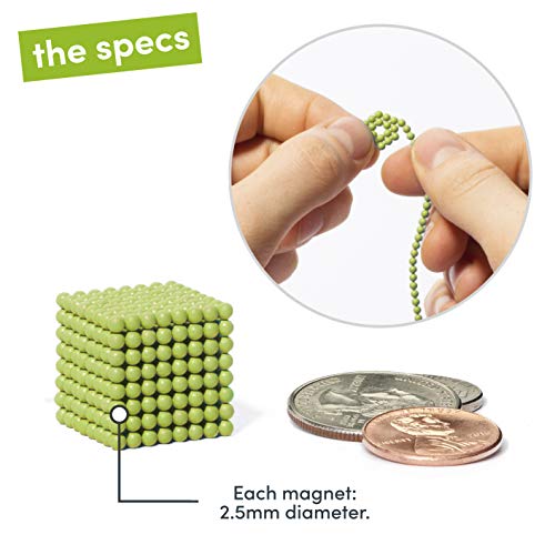 Speks Magnetic Balls - Matte Lime Set of 512 (2.5mm) - Fun Stress Relief Desk Toy for Adults - Mashable Smashable Buildable - Thumbnail 4