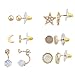 LUX ACCESSORIES Goldtone Twinkle Star Multi Earring Set (6Pc)