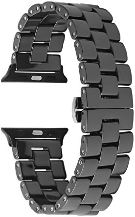 Ceramic Watch Band, SOWELL Ceramic Bracelet Replacement Band for Apple Watch Series 1 Series 2 (Black 42MM)