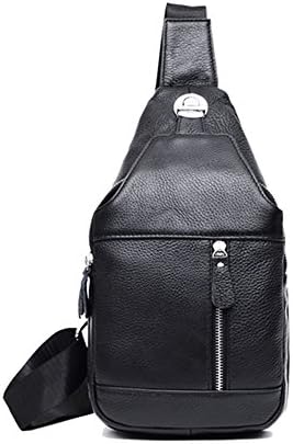 Sling Bag Leather Chest Bag Crossbody Shoulder Business Backpack Outdoor Daypack,Black