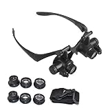LEMONBEST Watch Repair Magnifier Loupe Jeweler Magnifying Glasses Tool Set with LED Light 10X 15X 20X 25X