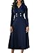 AlvaQ Women's Long Sleeve Wrap V Neck Lapel Buttons A Line Skater Dress