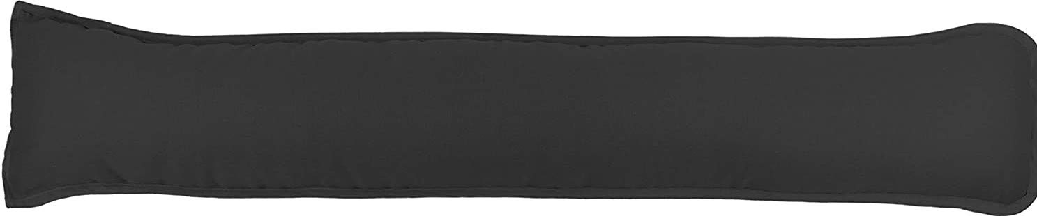 Prime Lines UK Hollowfibre Draught Excluder Stopper Cushion - Heavy Door Stopper Cushion For Bottom Door/Window - Guard Insulator - 90x18cm (Black)
