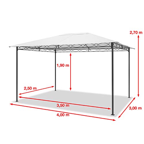 TOOLPORT Gartenpavillon 3x4 m wasserdicht Pavillon mit 4 Seitenteilen Gartenzelt ca. 180g/m² Dachplane in Creme… – Bild 4