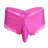 YiZYiF Men's Pouch Sissy Lace Floral Underwear Criss-Crossing Bikini Panties Lingerie Rose Large(Waist31.0-44.0