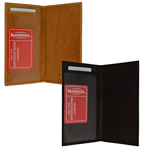 Marshal Checkbook Covers - Set of 2 - Genuine Leather (brown and tan)
