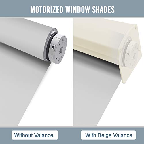 Motorized Blackout Window Shades, Dark Grey Window Blinds with Valance