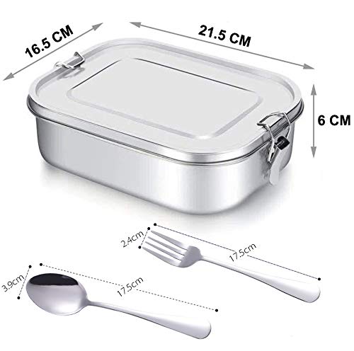 Loohome Edelstahl Brotdose Bento Boxen 1400ml, Herausnehmbarer Abschnitt Gesunde und Umweltfreundliche