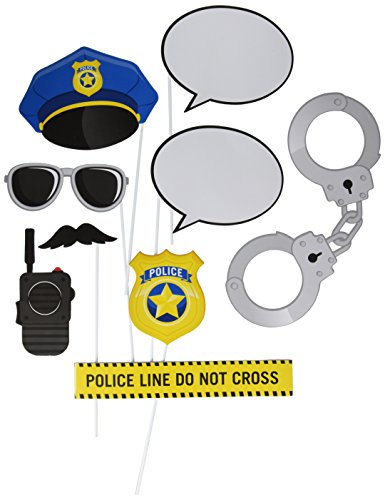 Creative Converting 329397 Police Party 10-Piece Photo Booth Prop Kit, One Size