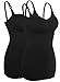 iLoveSIA 2pack Women's Seamless Cami Tank Top with Build-In Nursing Bra Bralette (Black+Black) Size M Fit 34BCD 36A