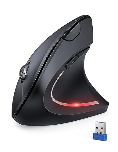 TECKNET Ergonomic Mouse, 4800 DPI Vertical Mouse with 5 Adjustable DPI Wireless Mouse with 6 Buttons 2.4G Silent Computer Mouse for Laptop,Notebook,Desktop, PC, MacBook Windows Mac Chromebook Linux
