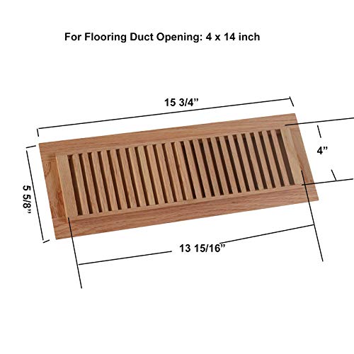 WELLAND Vents Cover 4 Inch x 14 Inch Red Oak Hardwood Vent Floor