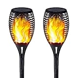 Solar Lights Outdoor - Flickering Flames Torch Lights Solar Light - Waterproof Dancing Flame Lighting 96 LED Dusk to Dawn Decoration for Landscape Garden Pathway Yard Lawn (2 Pack)