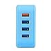 Lumsing Quick Charge 2.0 Multi-Port USB Wall Charger,25W Charging Station Dock, 1 Port QC2.0 + 3 Port with Smart IC Technology, 4 Port Wall Charging Hub for SmartPhones-Blue